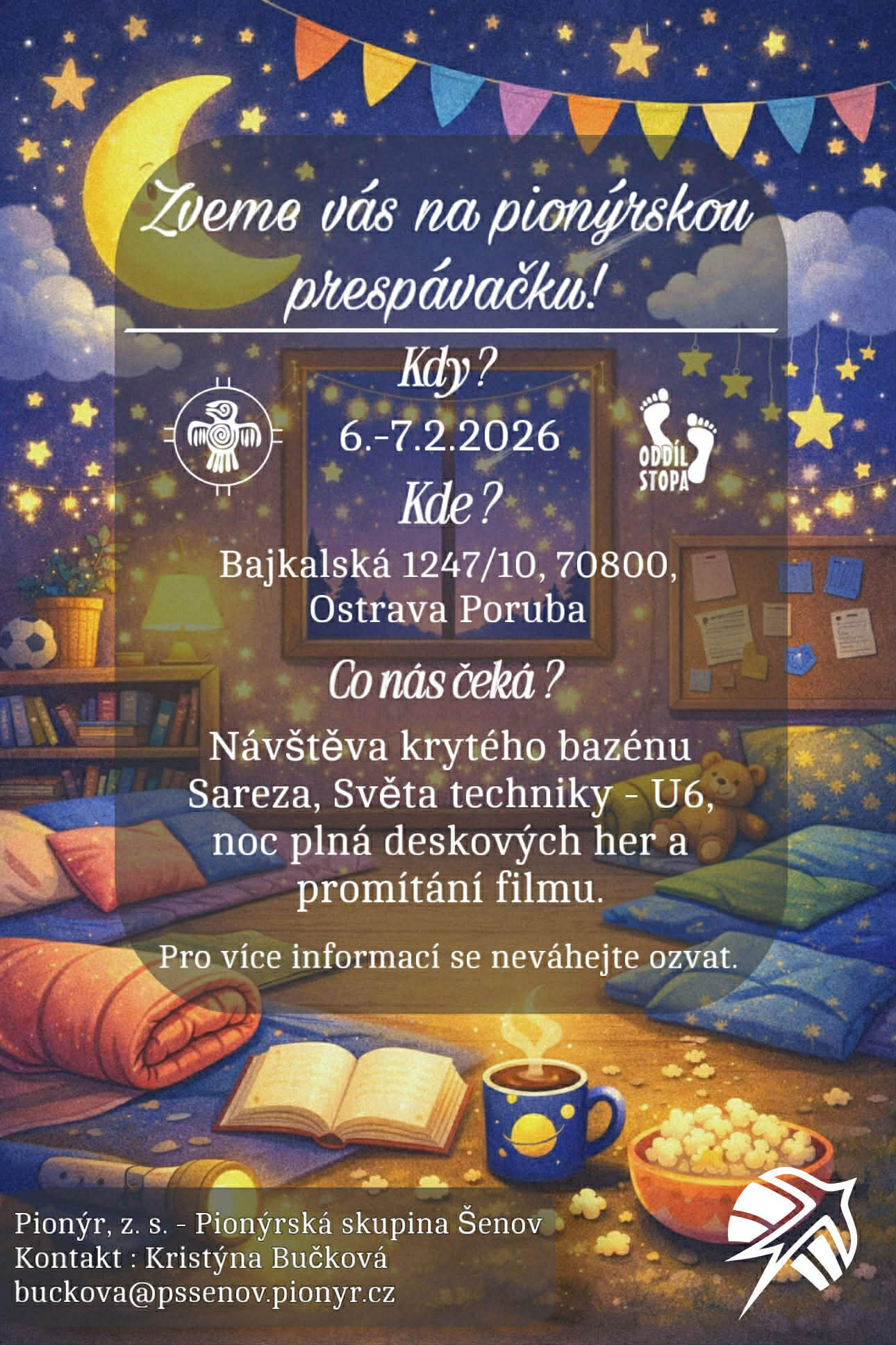 Obrázek s pozváním na akci přespávání 2026
